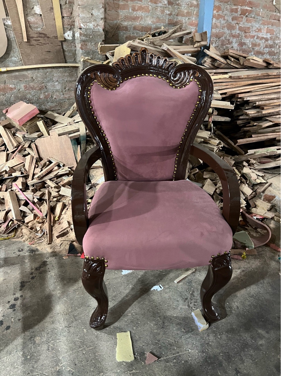 Elegant Velvet Armchair view 3