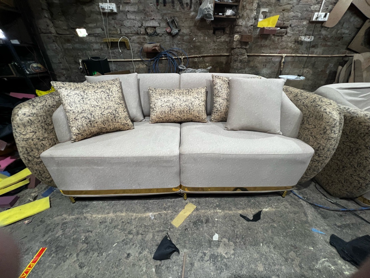 Modern C- Shape Sofa with Cushions view 3