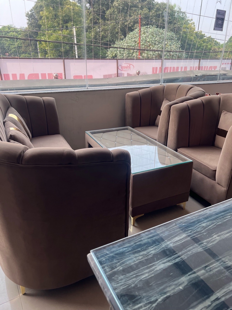 Modern Velvet Finger Design Sofa Set view 2