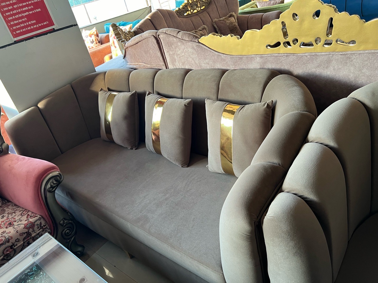 Modern Velvet Finger Design Sofa Set view 4