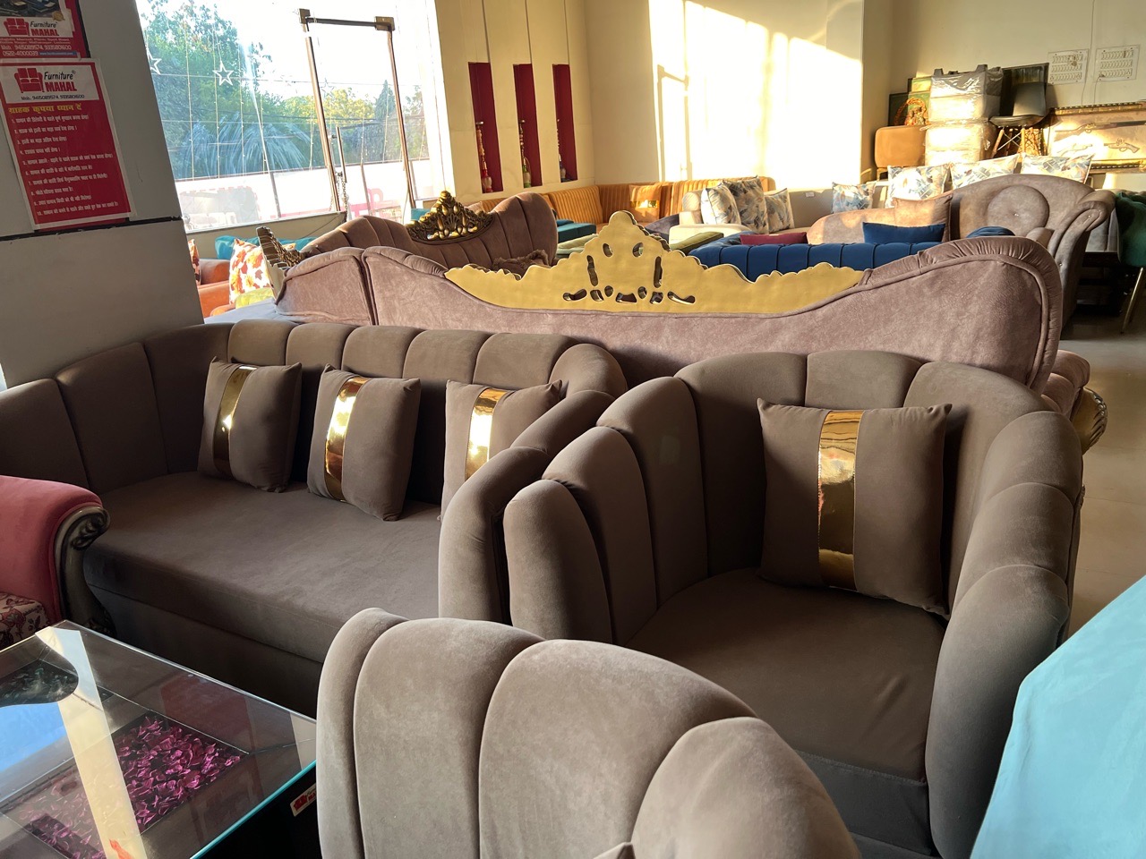 Modern Velvet Finger Design Sofa Set view 5