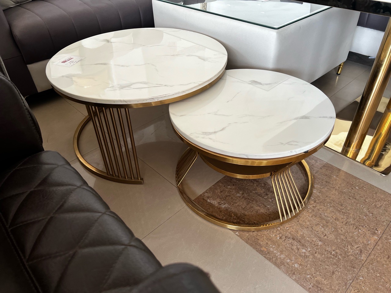 Marble Top Round 2pc Center Table view 2