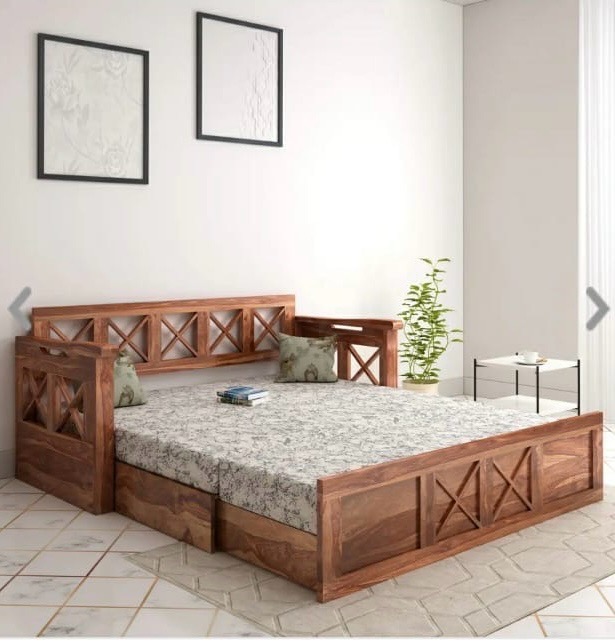 Wooden Sofa with Floral Cushion view 3