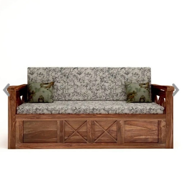 Wooden Sofa with Floral Cushion view 4
