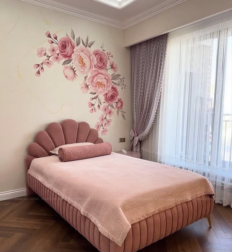Pink Velvet Single Bed view 2