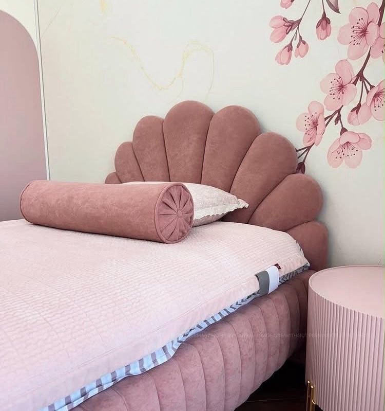 Pink Velvet Single Bed view 3