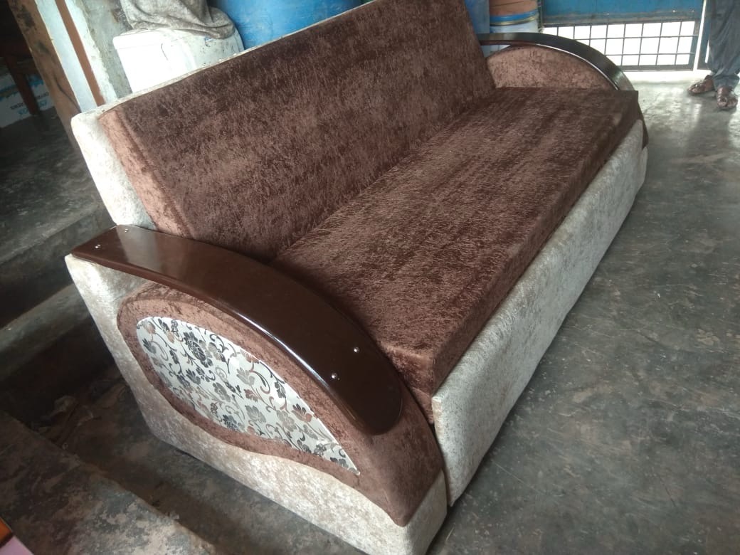 Designer Sofa with Wooden Accents view 3