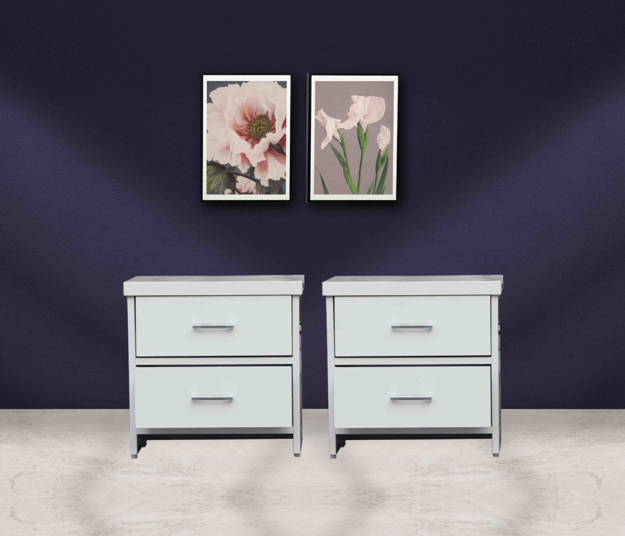 Modern White Nightstands view 2