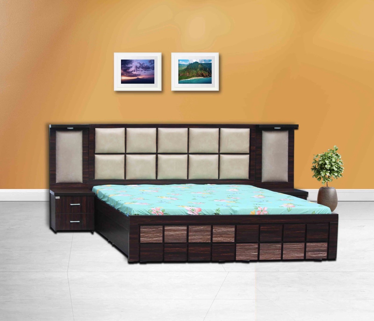 Modern Wooden Bed view 2