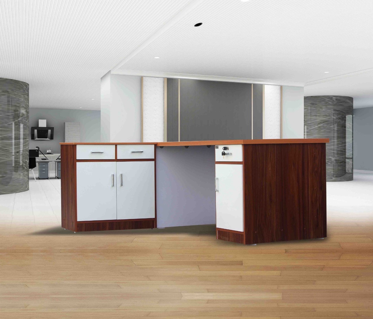 Modern L Shape Office Table view 2