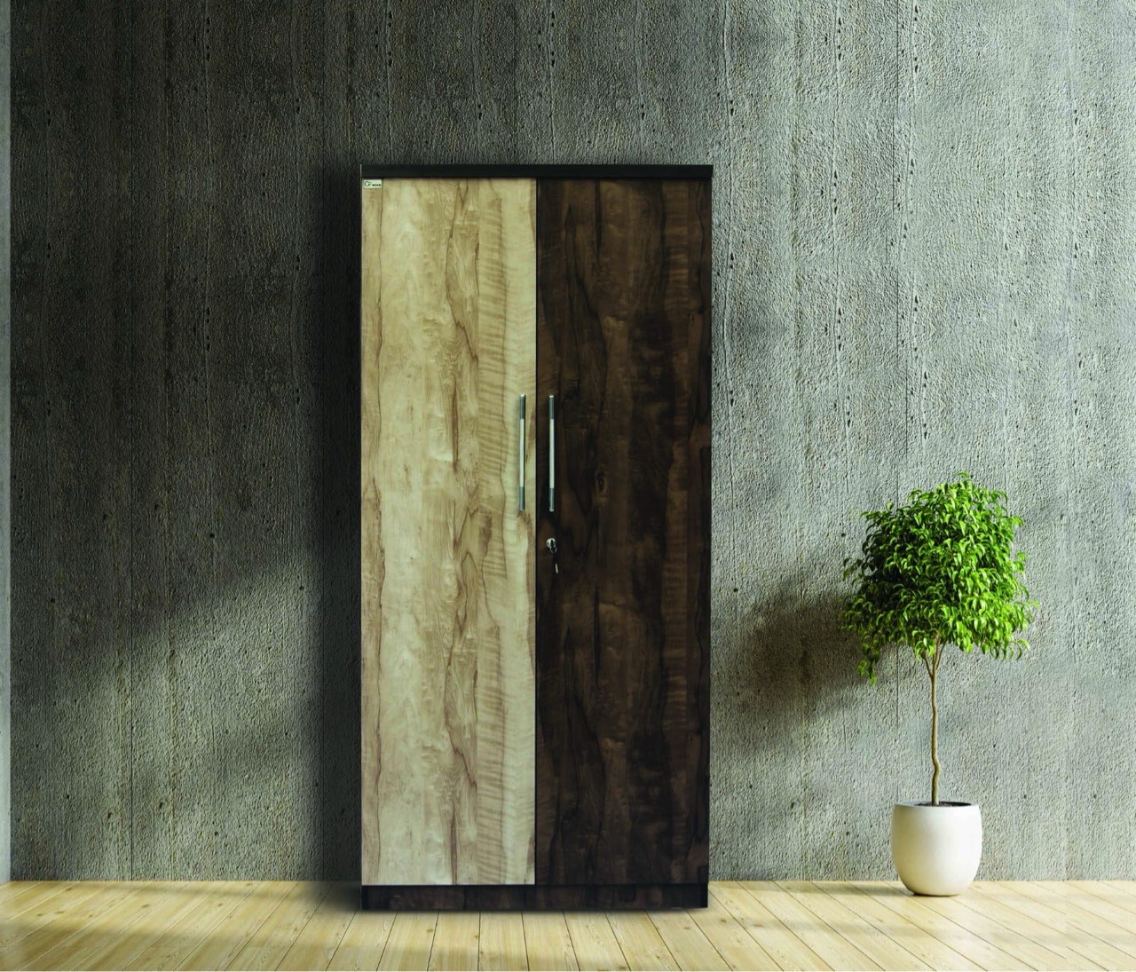 Two-Tone Wooden 2 Door  Wardrobe view 2