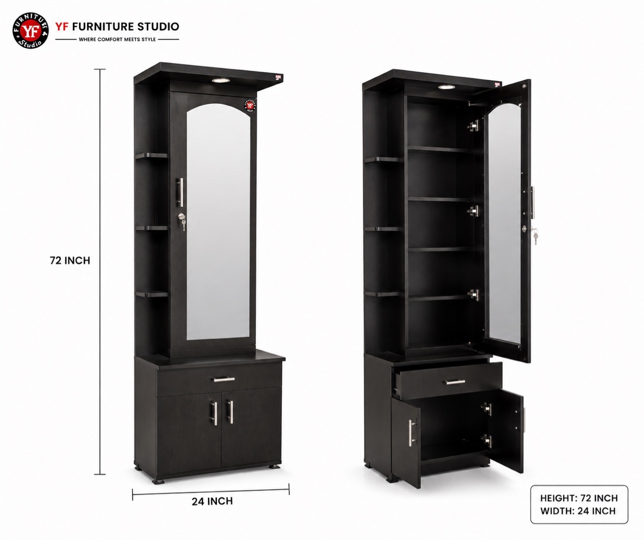 YF Furniture Studio Mirror Wardrobe view 3