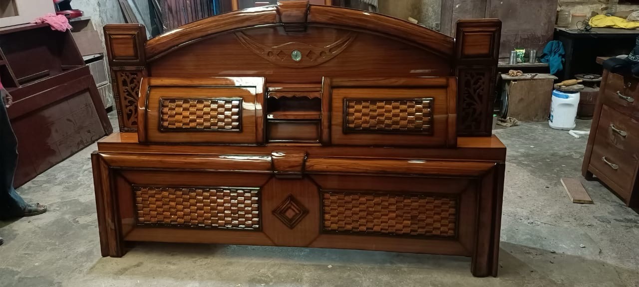 Carved Wooden Bed view 3