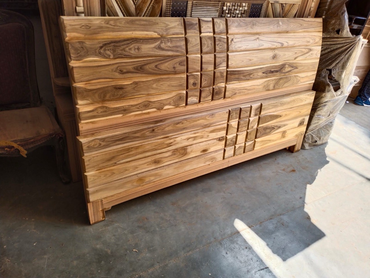 Natural Wooden Bed view 3