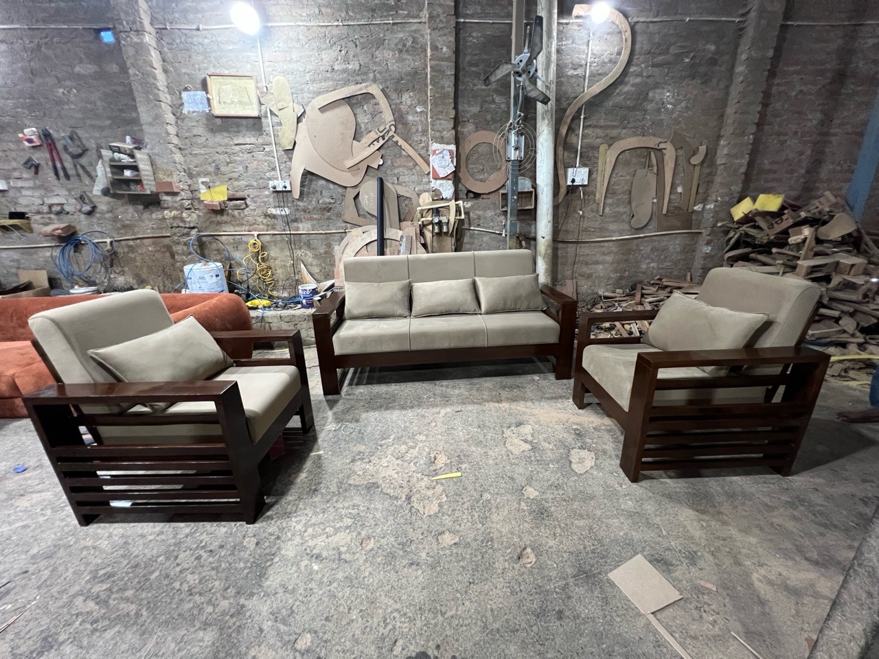 Wooden Teak  Sofa Set view 2