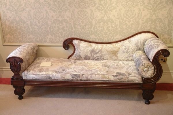 Carved Wooden Chaise Couch view 2