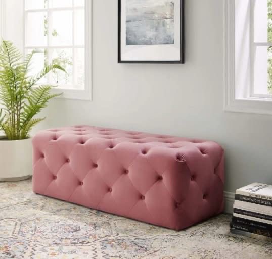 Pink Tufted Storage Ottoman view 2
