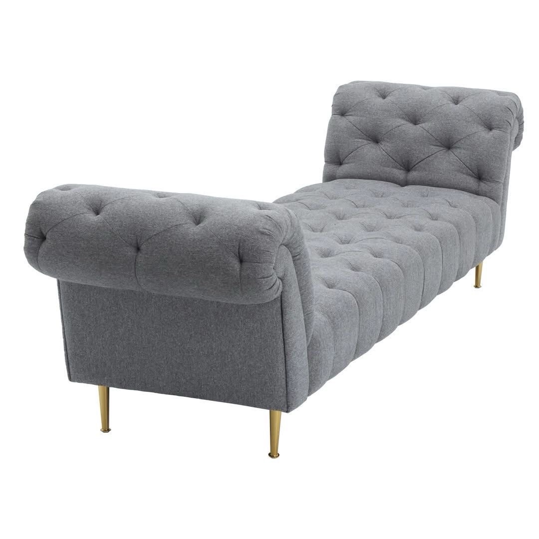 Tufted Grey Chaise Lounge Couch view 2