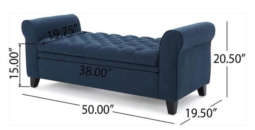 Blue Upholstered Couch view 2