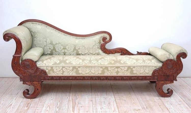 Carved Wooden Chaise Lounge view 2