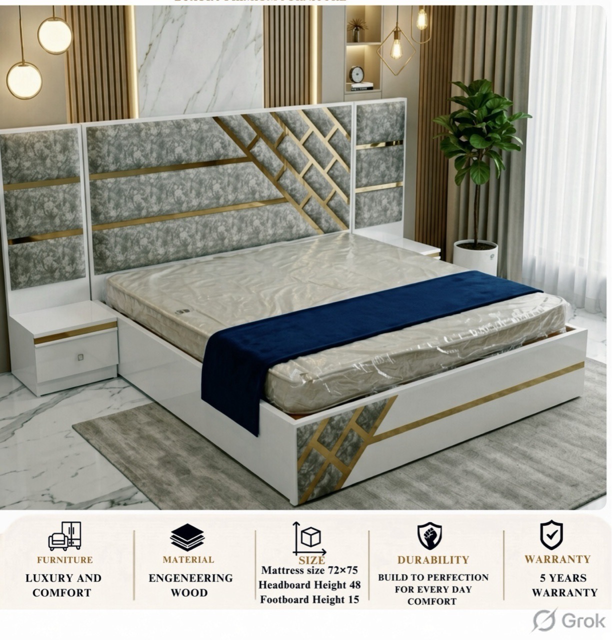 Luxury Engineering Wood Bed view 2