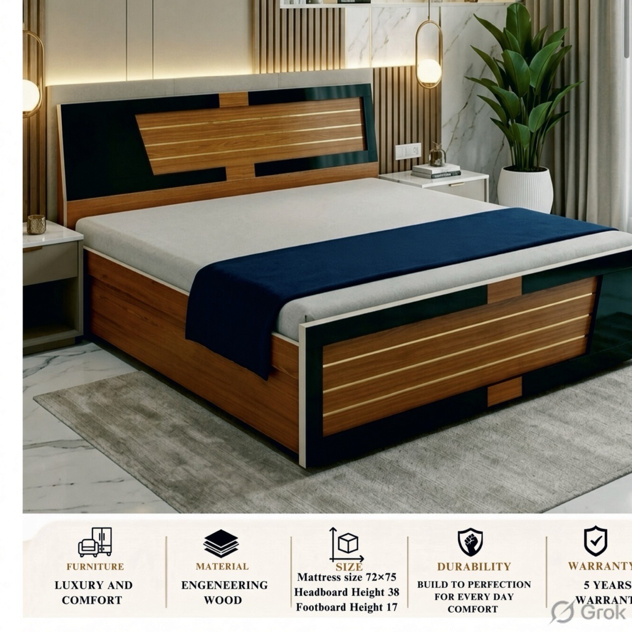 Modern Engineering Wood Bed view 2