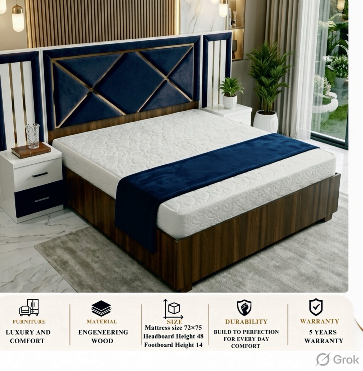 Elegant Engineering Wood Bed view 2