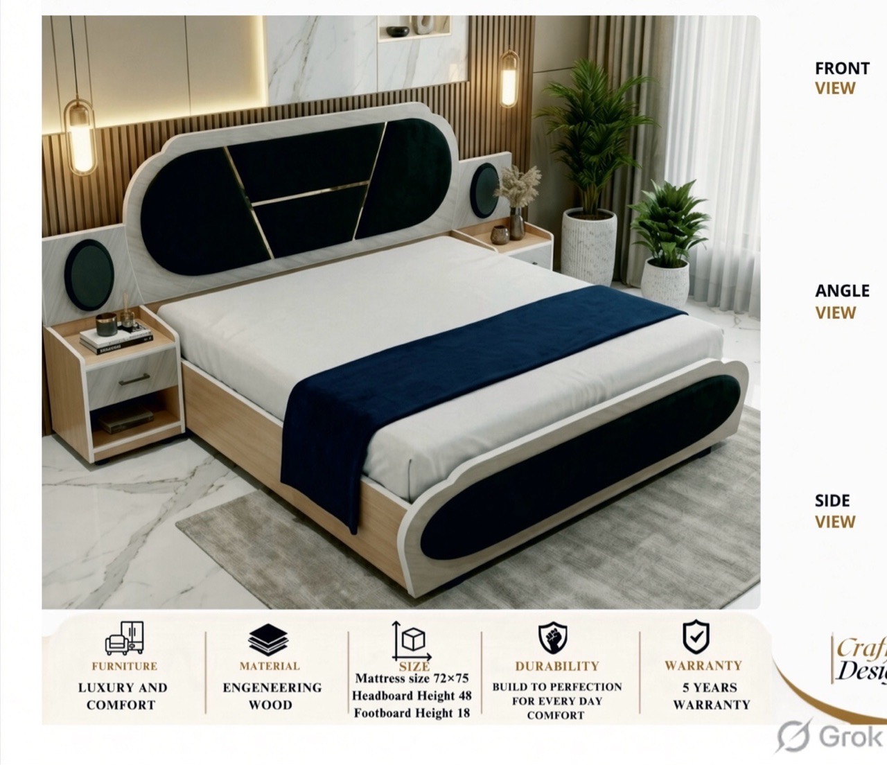 Elegant Engineering Wood Bed view 2