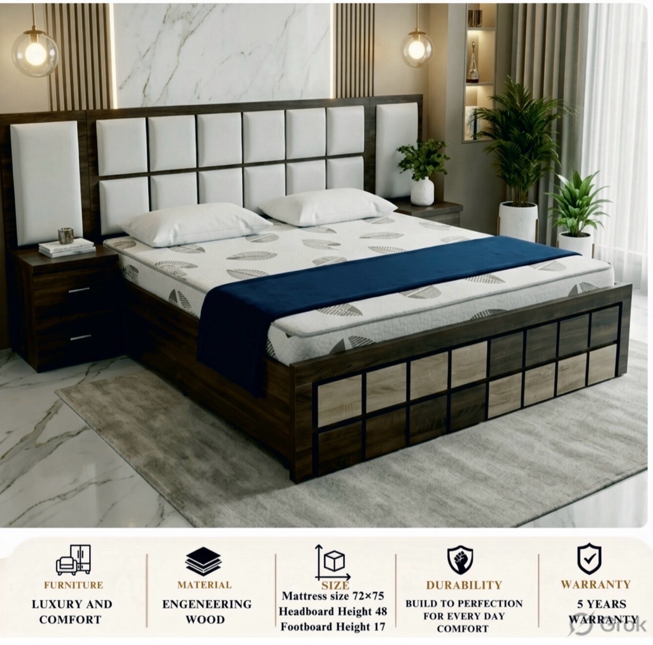 Engenering Wood Modern Bed view 2