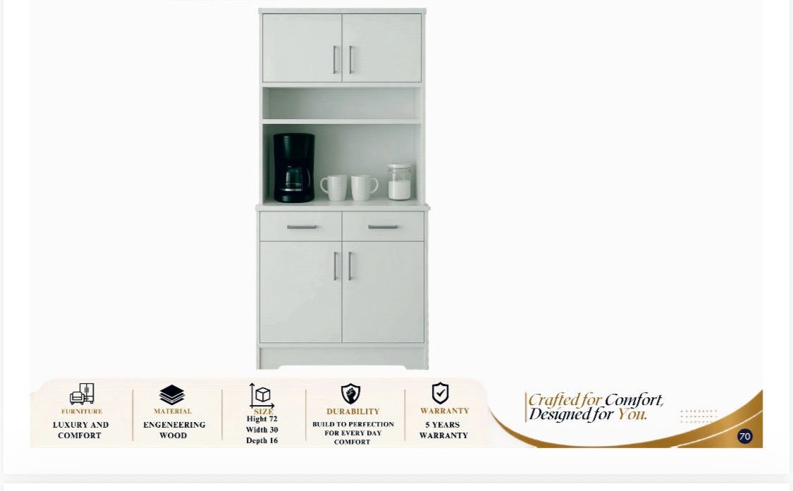 White Engineering Wood Storage Cabinet view 2