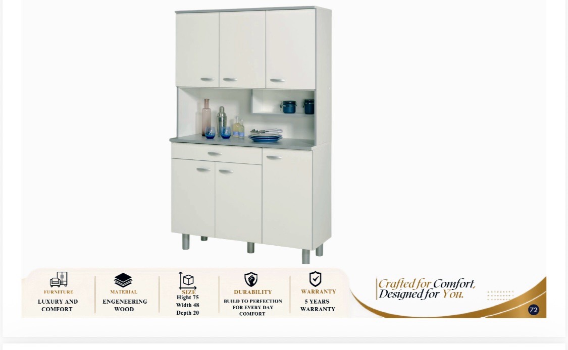 White Engineering Wood Crockery Unit view 2