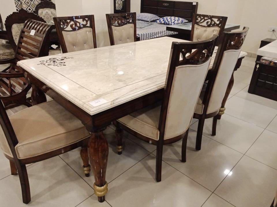 Marble Top Dining Table Set view 2