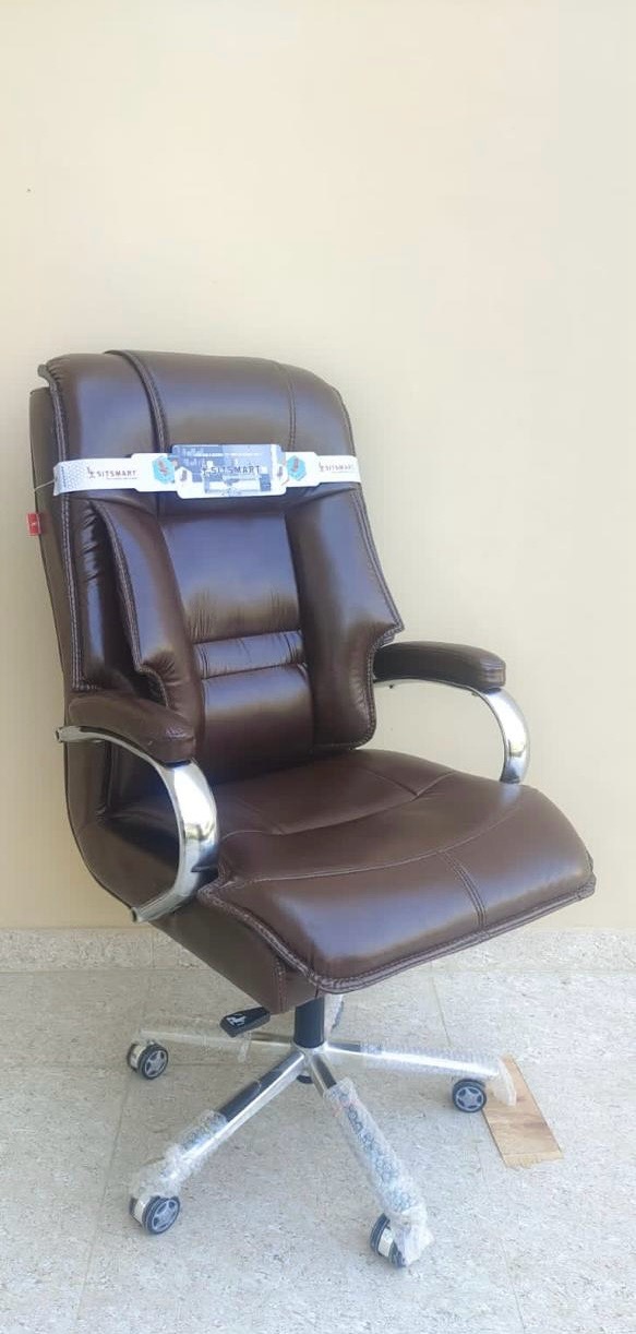 Brown Leather Office Chair view 2