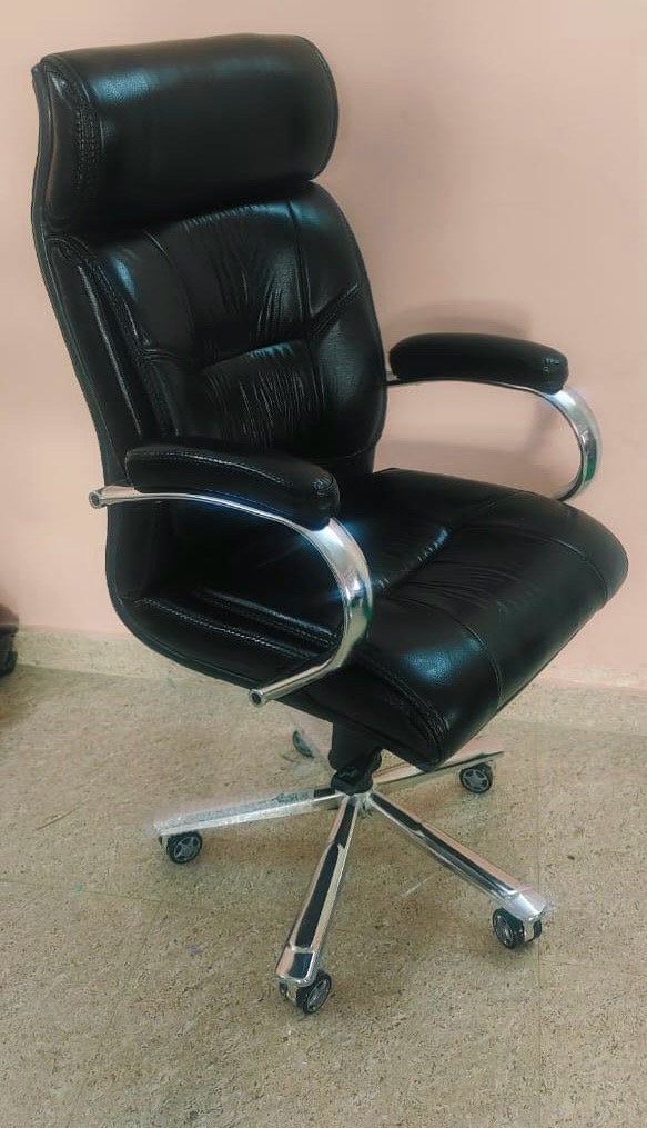 Black Leather Office Chair view 2