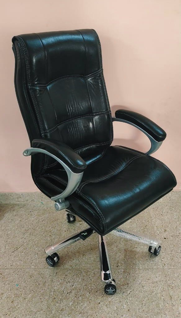 Black Leather Office Chair view 2