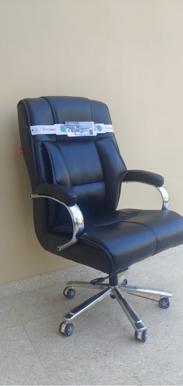 Brown Leather Office Chair view 3