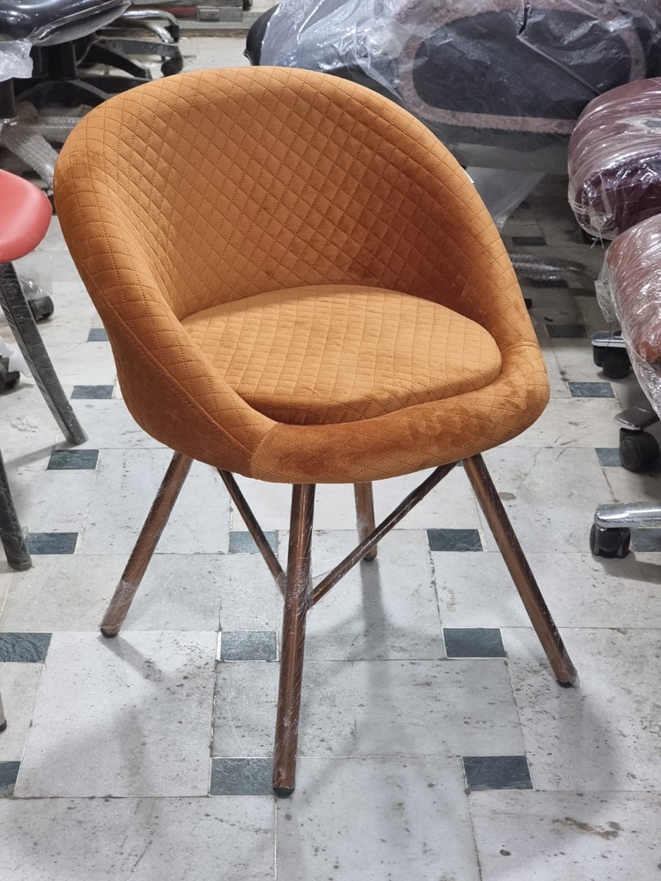Orange Quilted Chair view 2