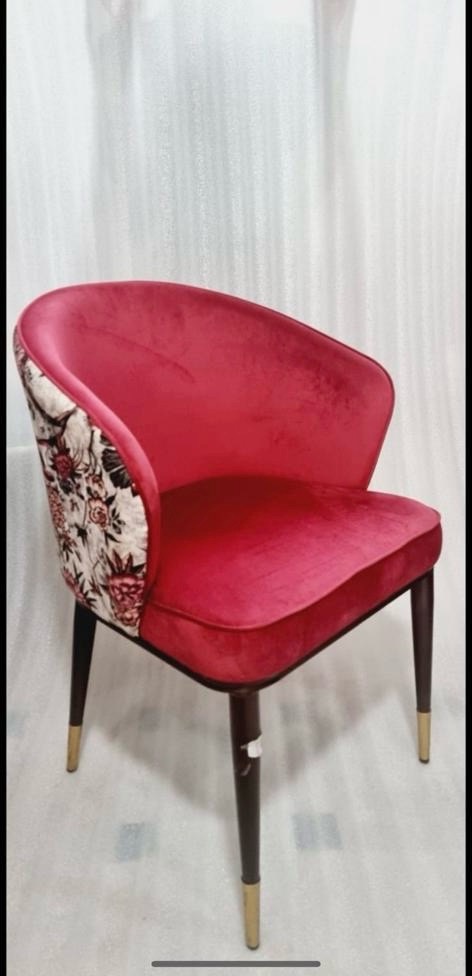 Red Velvet Accent Chair view 2