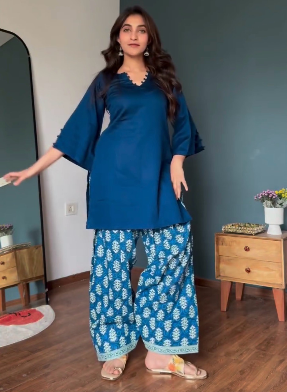 Indigo Printed Farshi Set