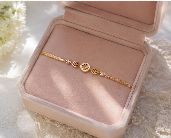 Gold Floral Bracelet view 3