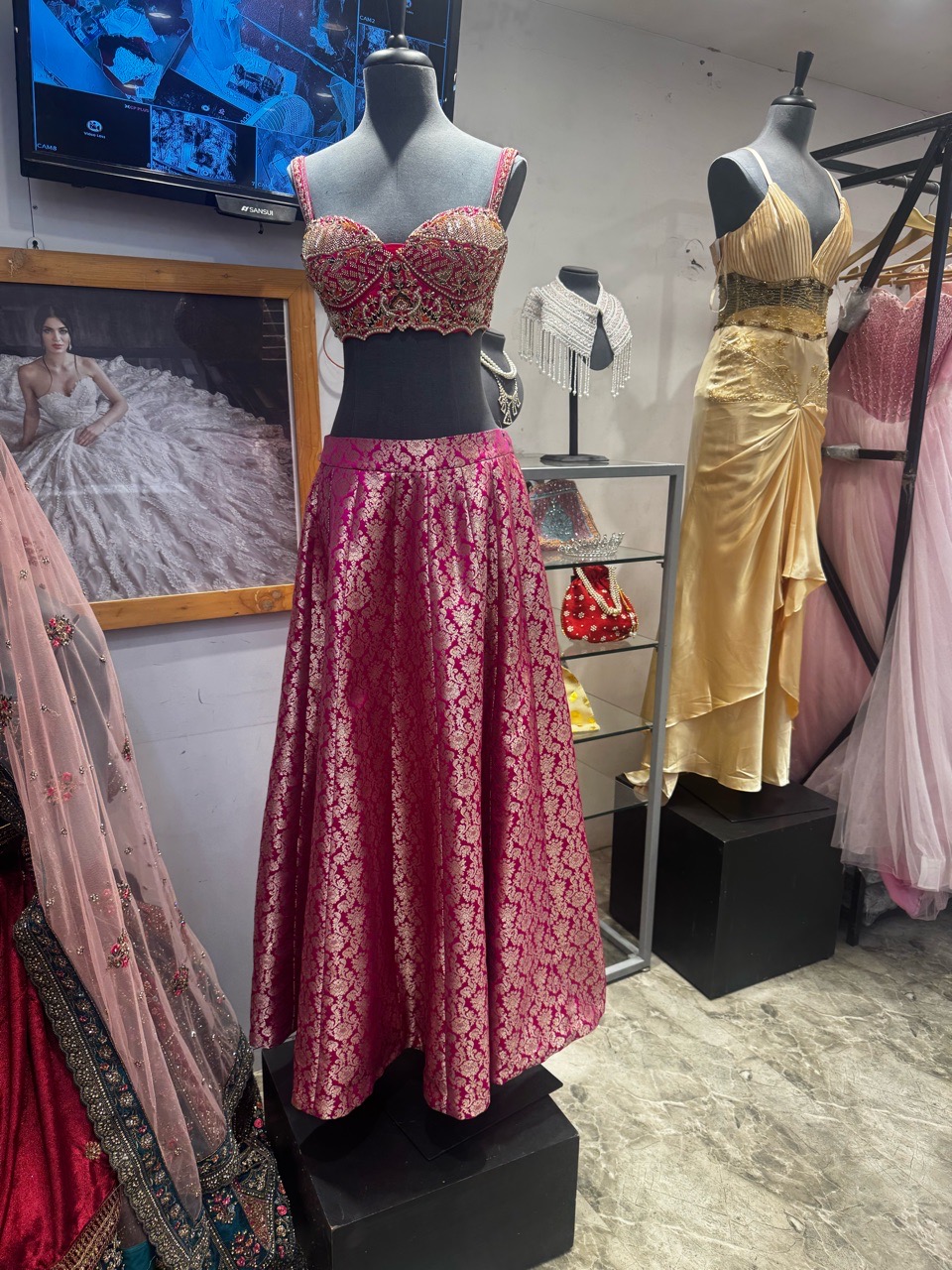 Embroidered Pink Gown view 2