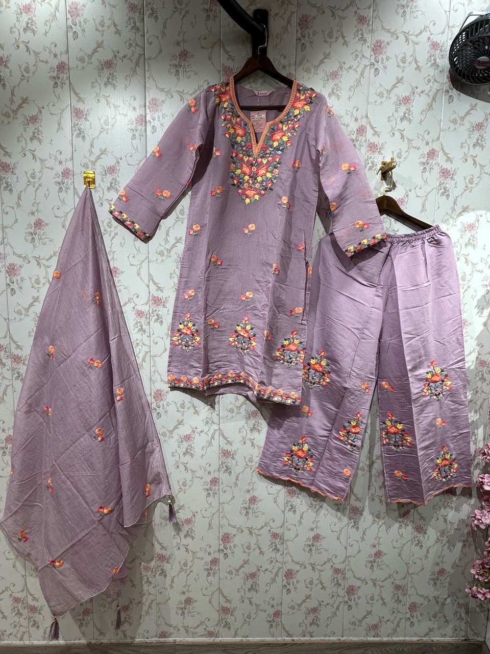 Embroidered Cotton Kurta Set view 2