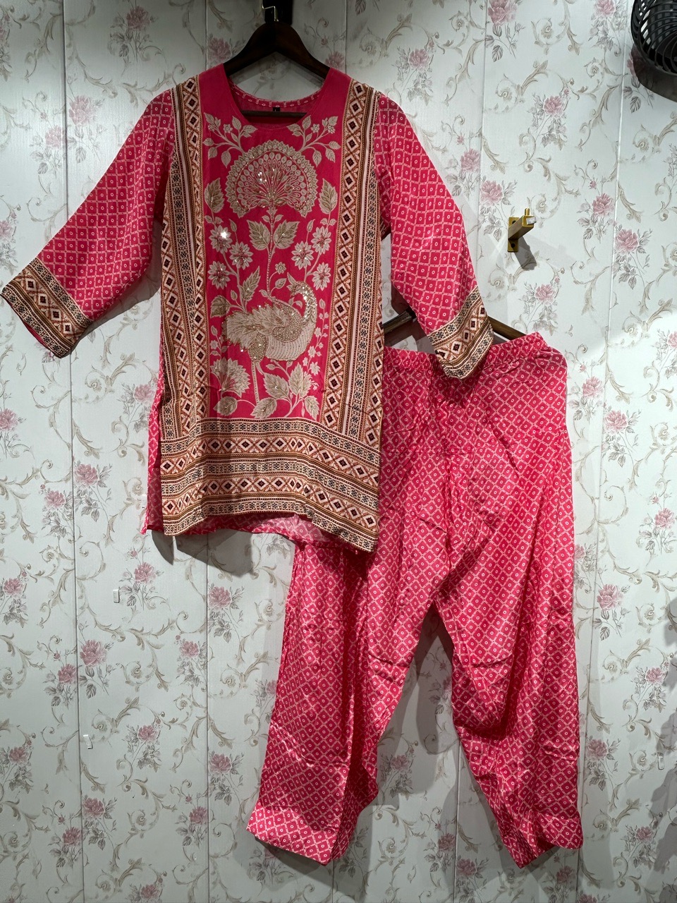 Pink Embroidered Cotton Suit view 2