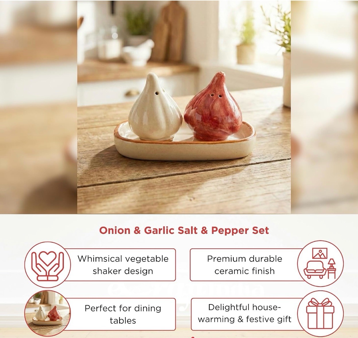 Ceramic Onion Salt & Pepper Shakers view 3