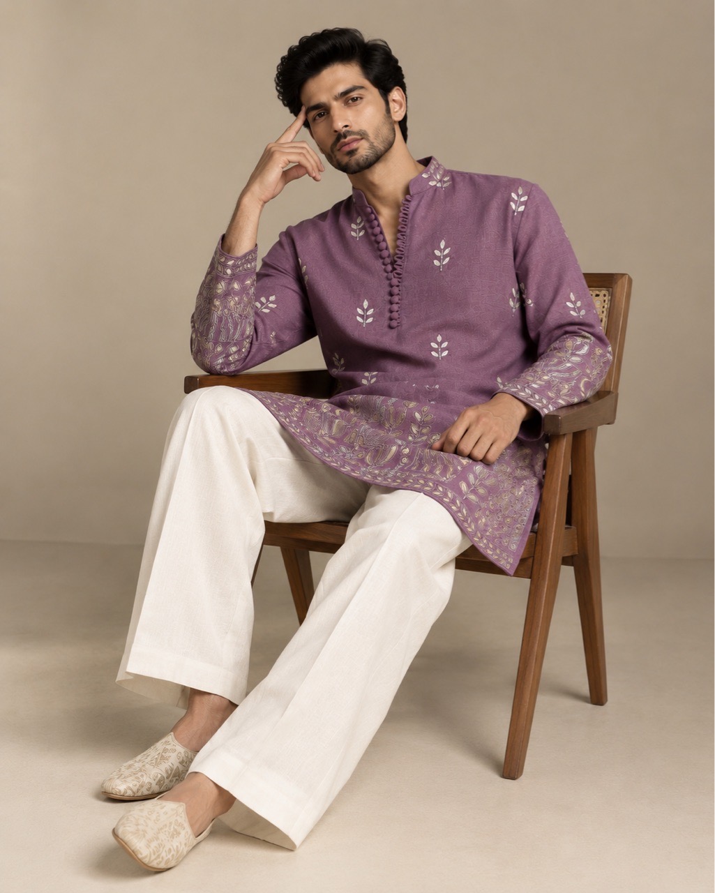 Short Kurta In Plum view 2