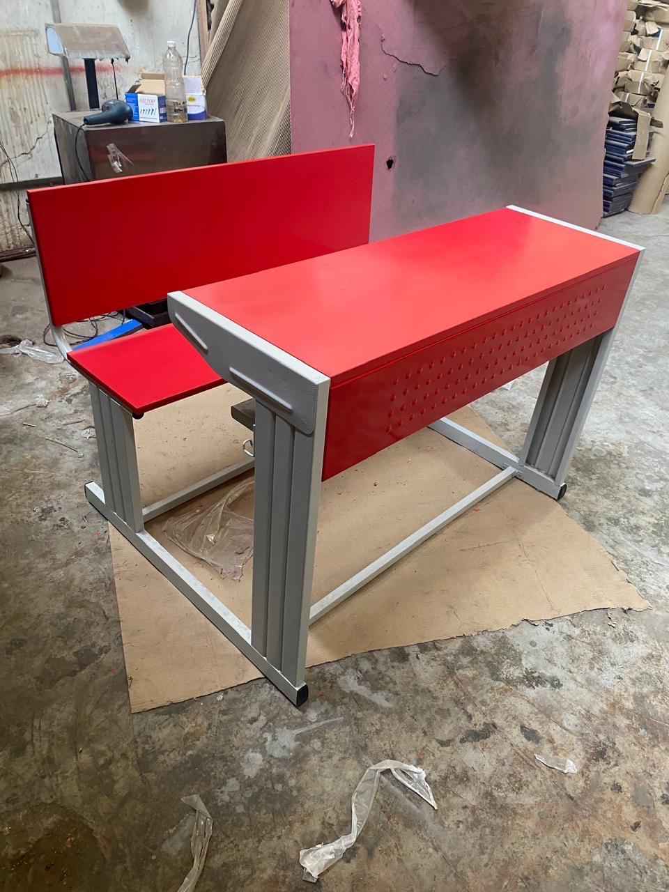 Yellow Metal Dining Table Bench Set view 4