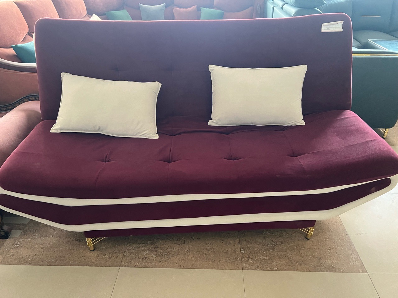 Modern Burgundy Sofa Bed view 3