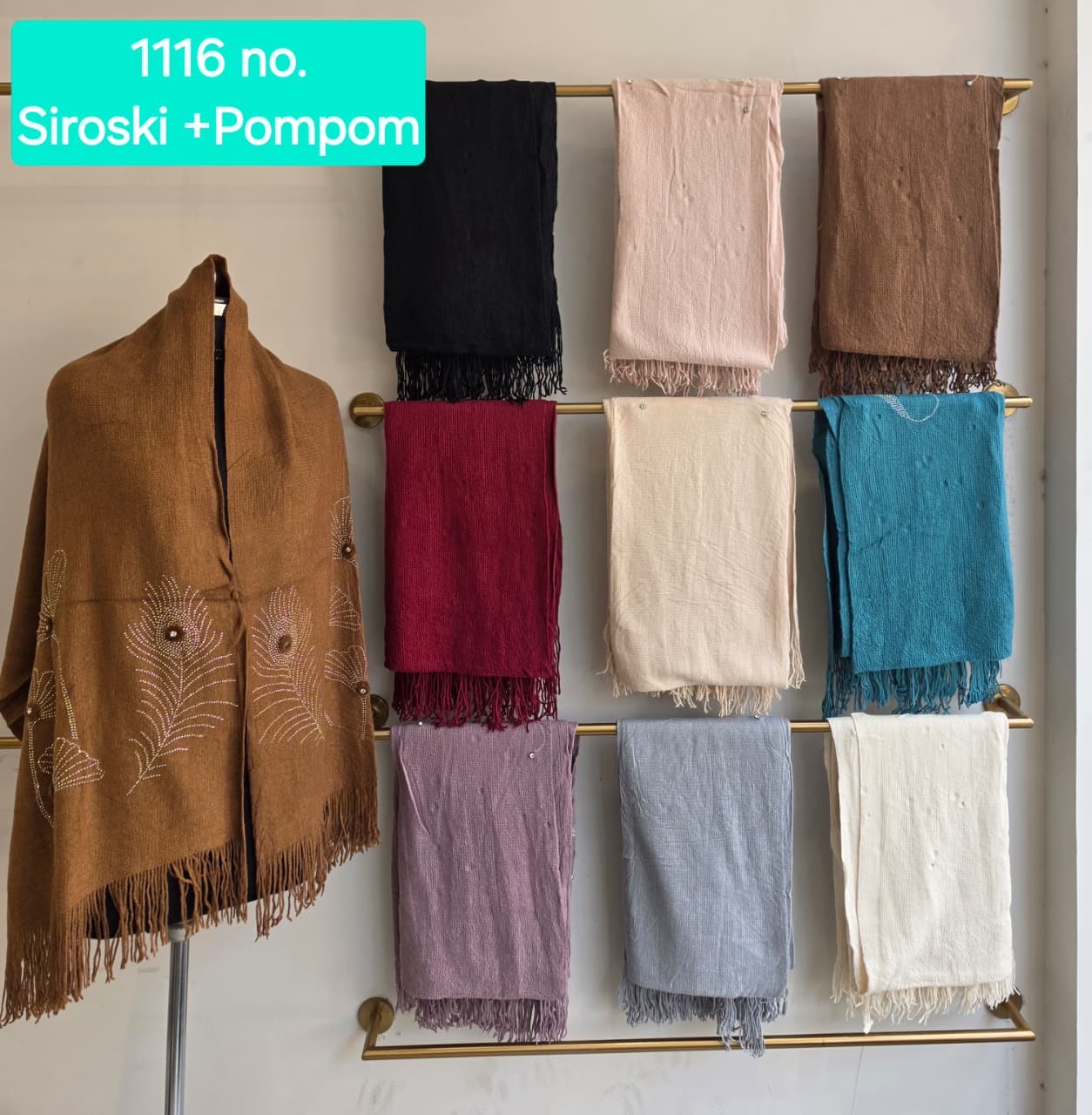 Siroski Pompom Shawl view 2