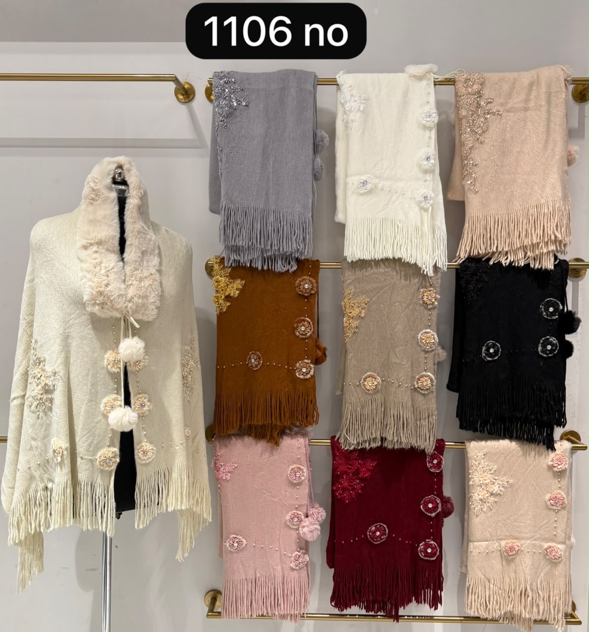 Embroidered Wool & Cotton Shawl view 2