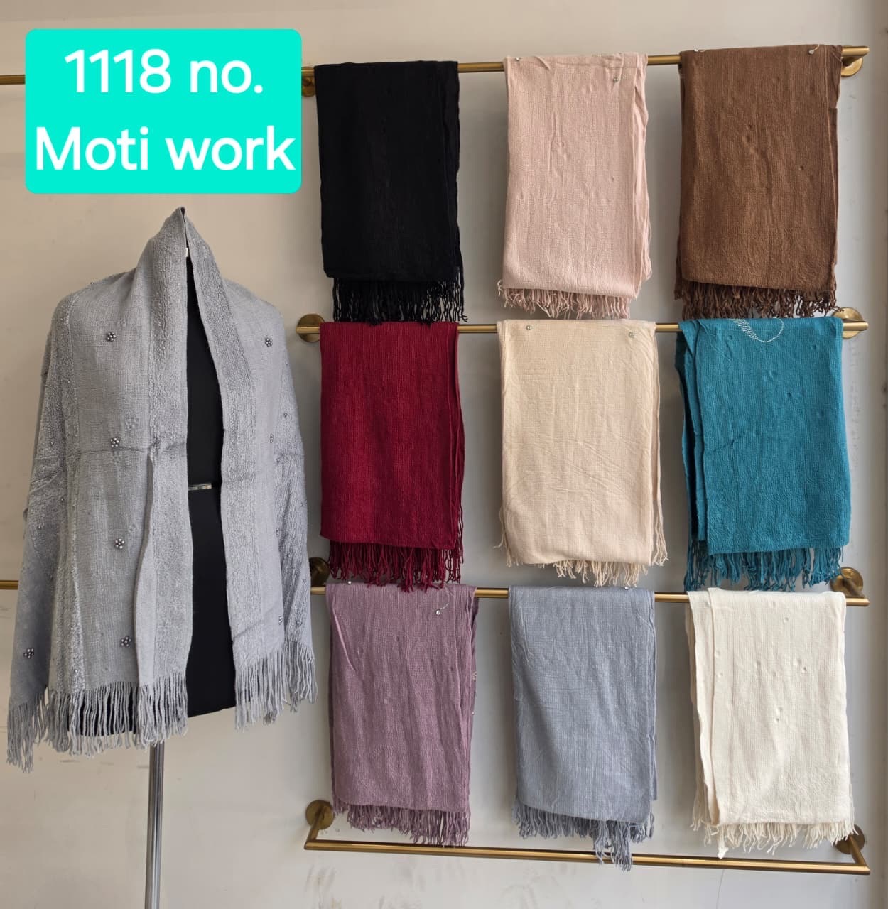 Moti Work Wool Shawl view 2